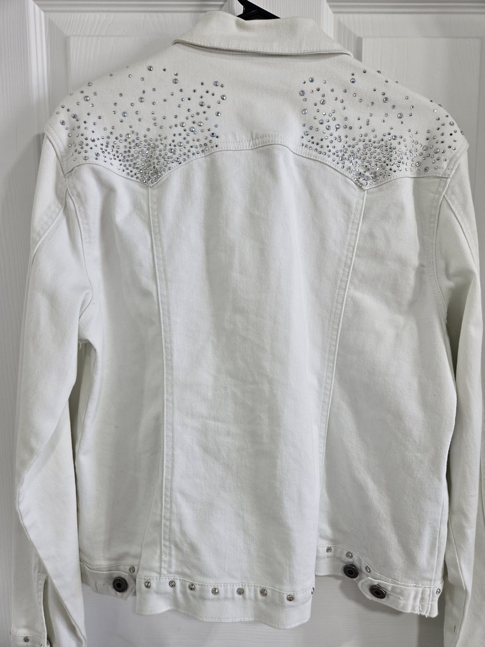 Ethyl Vintage Denim White Stud-Embellished Denim Jacket Size L - Picture 7 of 8